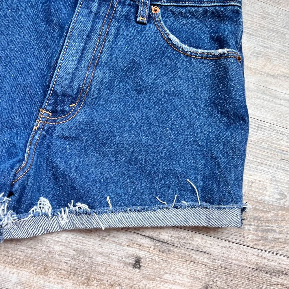 Abercrombie & Fitch Annie High Rise Denim Shorts Size 27 Dark Wash Raw Hem NWT - Picture 10 of 10